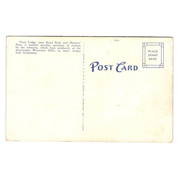 Vintage Visor Ledge Wisconsin Dells Postcard E C Kropp Co Milwaukee Scenic Views - Picture 2 of 2